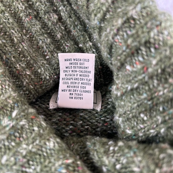 LL Bean Sweater Womens Sz L Green Flecked Long Sleeve Turtleneck Wool Blend - Picture 5 of 7
